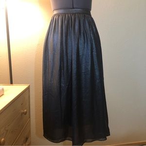 ZARA BASIC Charcoal Grey Metallic Midi Skirt